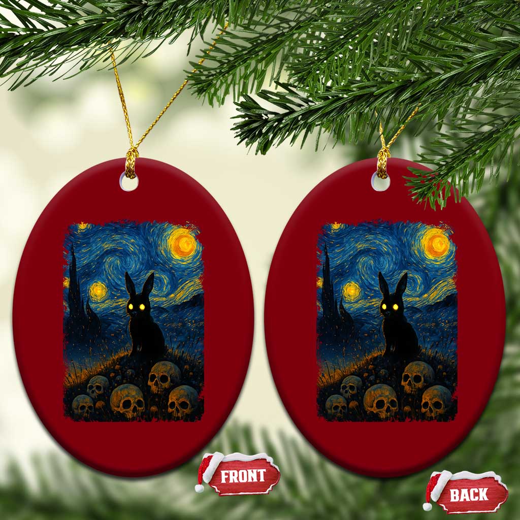 Creepy Cute Bunny Rabbits Ceramic Ornament Alt Goth Grunge Dark Horror Starry Night Van Gogh Aesthetic TS10 Print Your Wear