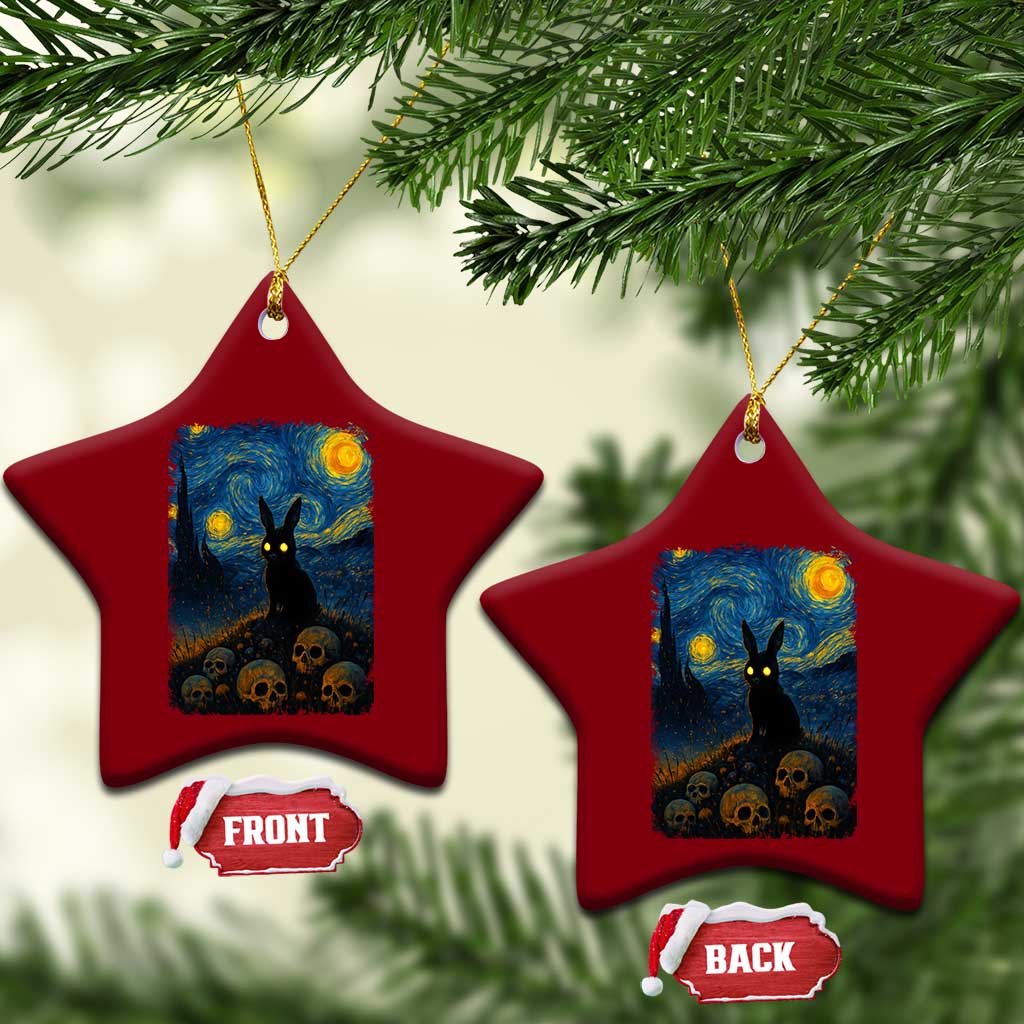Creepy Cute Bunny Rabbits Ceramic Ornament Alt Goth Grunge Dark Horror Starry Night Van Gogh Aesthetic TS10 Print Your Wear
