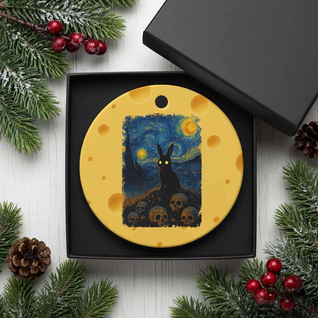 Creepy Cute Bunny Rabbits Ceramic Ornament Alt Goth Grunge Dark Horror Starry Night Van Gogh Aesthetic TS10 1pc Yellow Cheese Print Your Wear