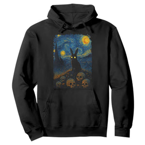 Creepy Cute Bunny Rabbits Hoodie Alt Goth Grunge Dark Horror Starry Night Van Gogh Aesthetic TS10 Black Print Your Wear