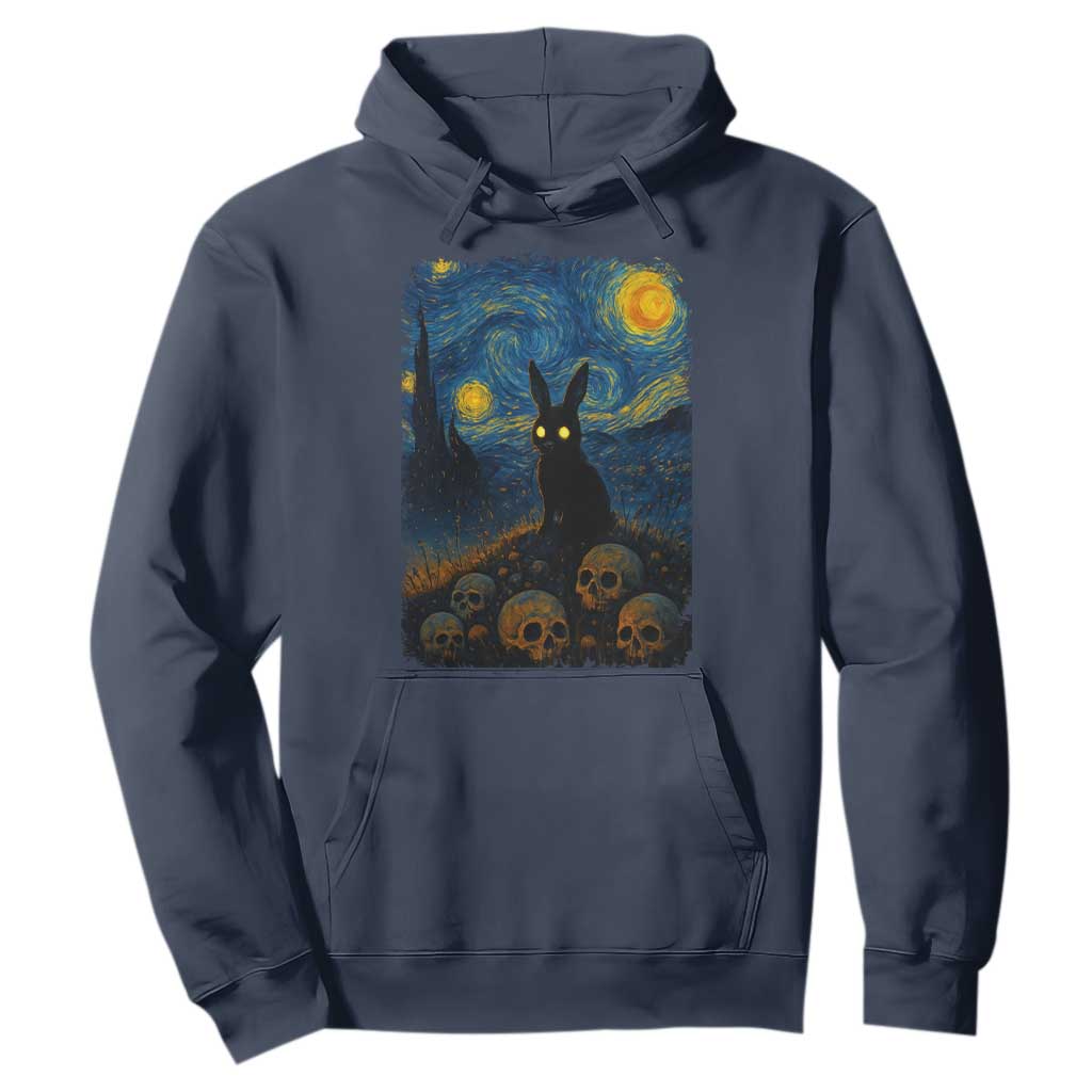 Creepy Cute Bunny Rabbits Hoodie Alt Goth Grunge Dark Horror Starry Night Van Gogh Aesthetic TS10 Navy Print Your Wear