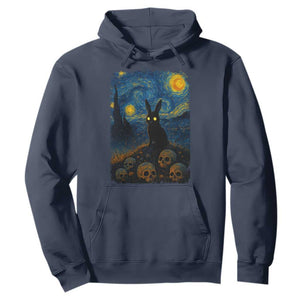 Creepy Cute Bunny Rabbits Hoodie Alt Goth Grunge Dark Horror Starry Night Van Gogh Aesthetic TS10 Navy Print Your Wear