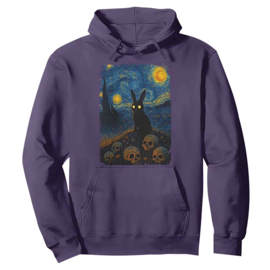 Creepy Cute Bunny Rabbits Hoodie Alt Goth Grunge Dark Horror Starry Night Van Gogh Aesthetic TS10 Purple Print Your Wear
