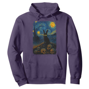 Creepy Cute Bunny Rabbits Hoodie Alt Goth Grunge Dark Horror Starry Night Van Gogh Aesthetic TS10 Purple Print Your Wear