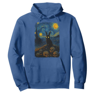Creepy Cute Bunny Rabbits Hoodie Alt Goth Grunge Dark Horror Starry Night Van Gogh Aesthetic TS10 Royal Blue Print Your Wear