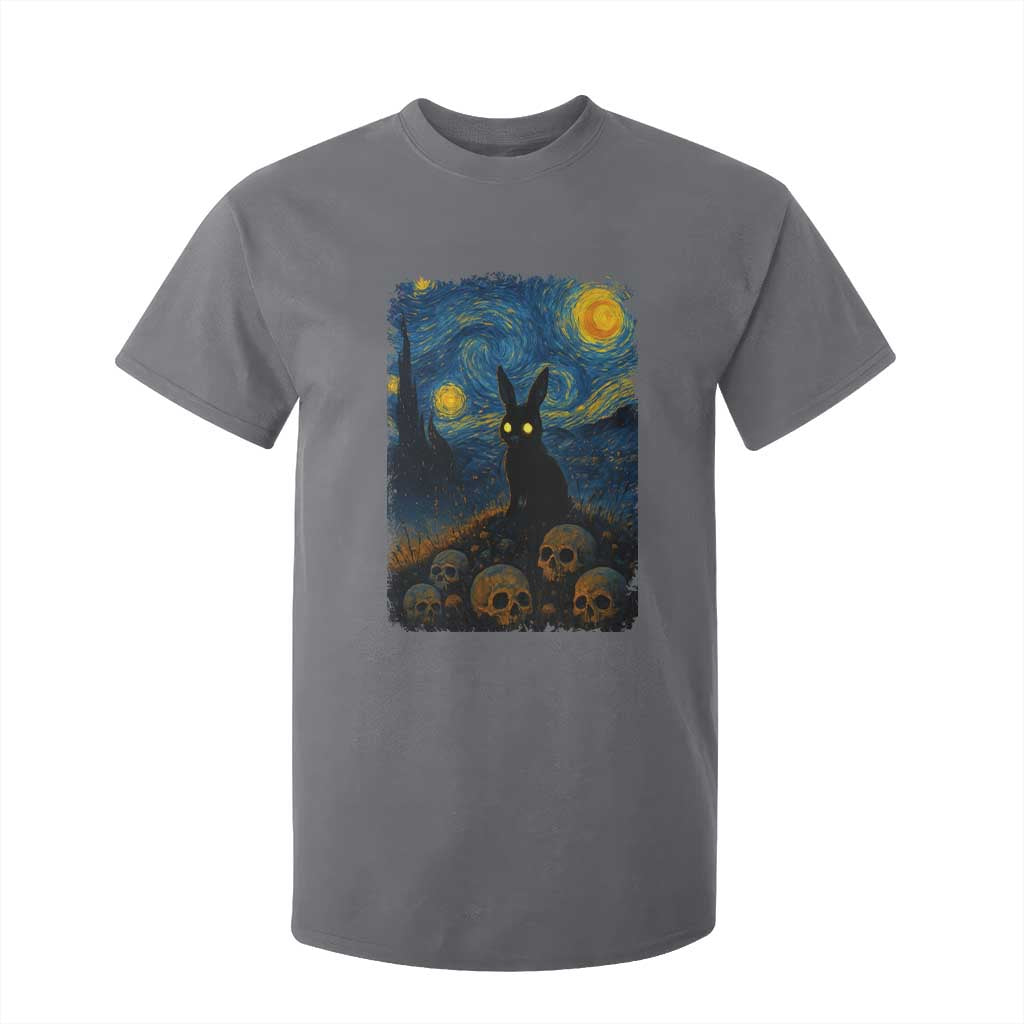 Creepy Cute Bunny Rabbits T Shirt For Kid Alt Goth Grunge Dark Horror Starry Night Van Gogh Aesthetic TS10 Charcoal Print Your Wear