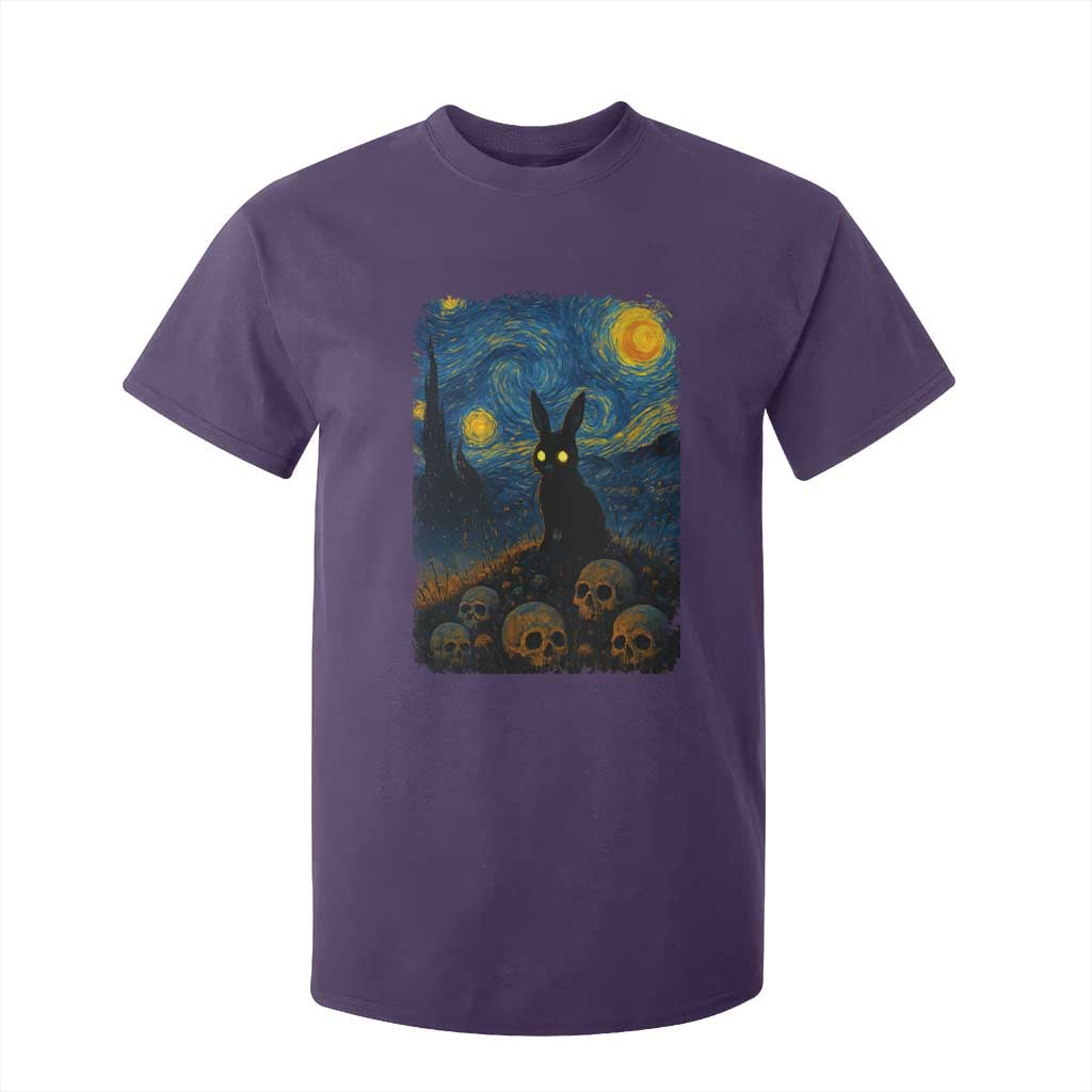 Creepy Cute Bunny Rabbits T Shirt For Kid Alt Goth Grunge Dark Horror Starry Night Van Gogh Aesthetic TS10 Purple Print Your Wear