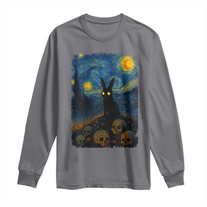 Creepy Cute Bunny Rabbits Long Sleeve Shirt Alt Goth Grunge Dark Horror Starry Night Van Gogh Aesthetic TS10 Charcoal Print Your Wear