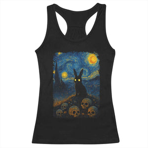 Creepy Cute Bunny Rabbits Racerback Tank Top Alt Goth Grunge Dark Horror Starry Night Van Gogh Aesthetic TS10 Black Print Your Wear