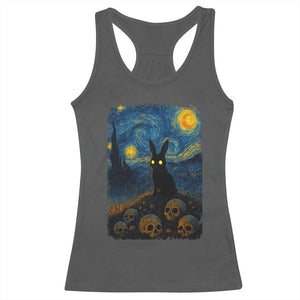 Creepy Cute Bunny Rabbits Racerback Tank Top Alt Goth Grunge Dark Horror Starry Night Van Gogh Aesthetic TS10 Dark Heather Print Your Wear