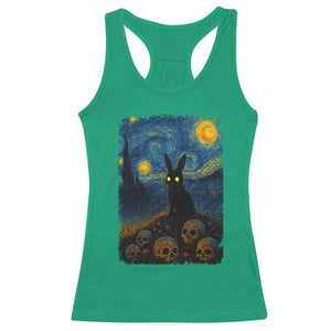 Creepy Cute Bunny Rabbits Racerback Tank Top Alt Goth Grunge Dark Horror Starry Night Van Gogh Aesthetic TS10 Irish Green Print Your Wear