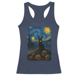Creepy Cute Bunny Rabbits Racerback Tank Top Alt Goth Grunge Dark Horror Starry Night Van Gogh Aesthetic TS10 Navy Print Your Wear
