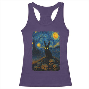 Creepy Cute Bunny Rabbits Racerback Tank Top Alt Goth Grunge Dark Horror Starry Night Van Gogh Aesthetic TS10 Purple Print Your Wear