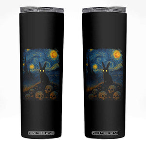 Creepy Cute Bunny Rabbits Skinny Tumbler Alt Goth Grunge Dark Horror Starry Night Van Gogh Aesthetic TS10 Black Print Your Wear