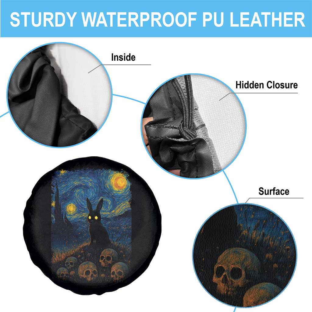 Creepy Cute Bunny Rabbits Spare Tire Cover Alt Goth Grunge Dark Horror Starry Night Van Gogh Aesthetic TS10 Print Your Wear