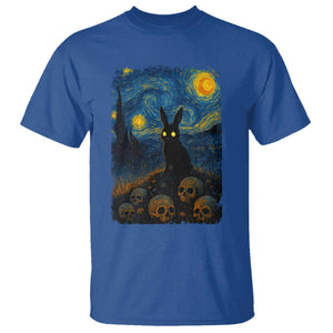 Creepy Cute Bunny Rabbits T Shirt Alt Goth Grunge Dark Horror Starry Night Van Gogh Aesthetic TS10 Royal Blue Print Your Wear