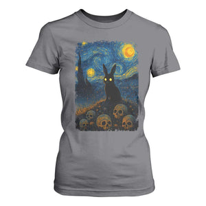 Creepy Cute Bunny Rabbits T Shirt For Women Alt Goth Grunge Dark Horror Starry Night Van Gogh Aesthetic TS10 Charcoal Print Your Wear