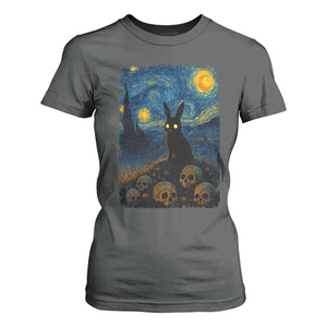 Creepy Cute Bunny Rabbits T Shirt For Women Alt Goth Grunge Dark Horror Starry Night Van Gogh Aesthetic TS10 Dark Heather Print Your Wear