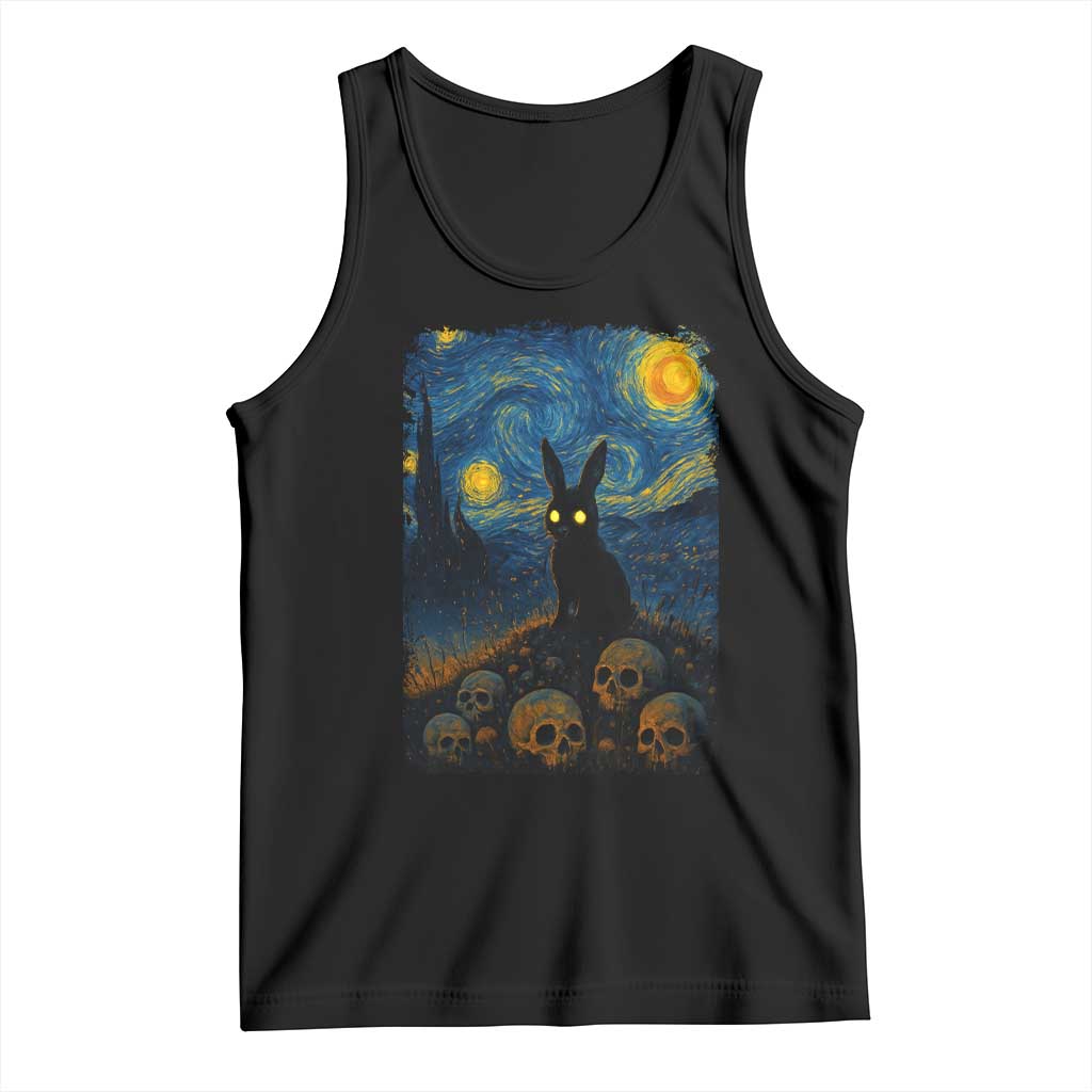 Creepy Cute Bunny Rabbits Tank Top Alt Goth Grunge Dark Horror Starry Night Van Gogh Aesthetic TS10 Black Print Your Wear