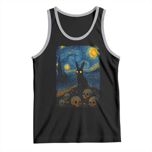 Creepy Cute Bunny Rabbits Tank Top Alt Goth Grunge Dark Horror Starry Night Van Gogh Aesthetic TS10 Black Athletic Heather Print Your Wear