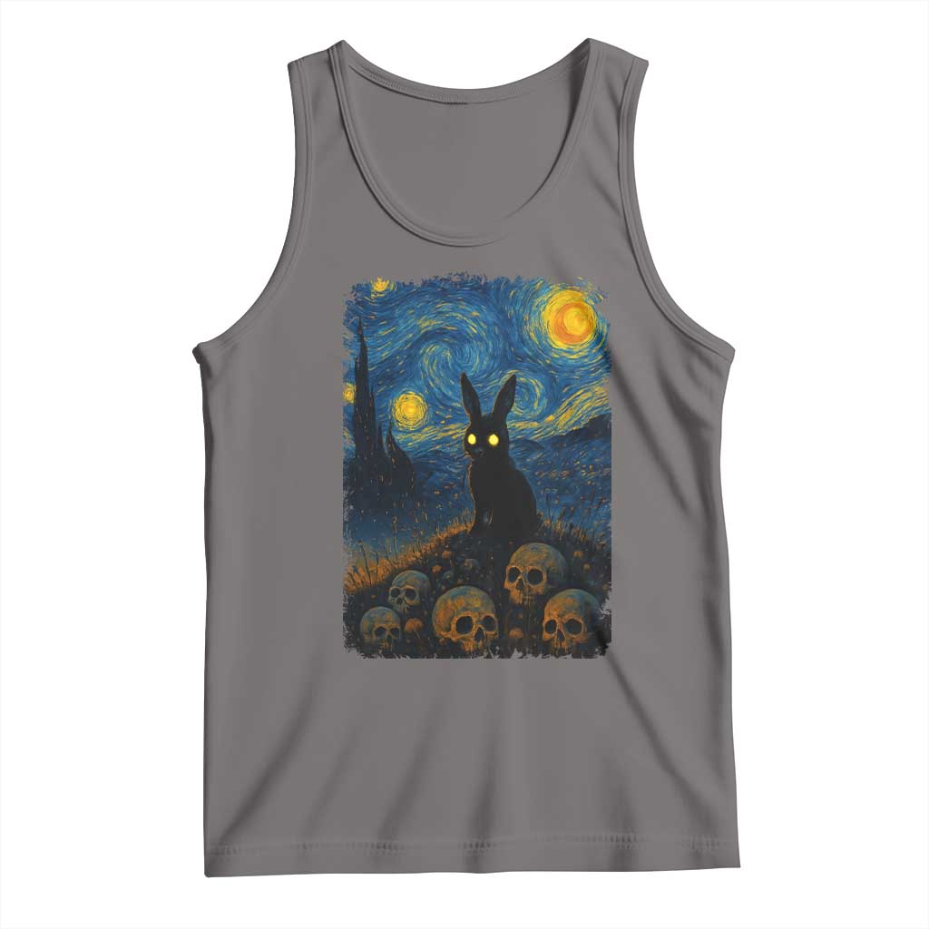 Creepy Cute Bunny Rabbits Tank Top Alt Goth Grunge Dark Horror Starry Night Van Gogh Aesthetic TS10 Deep Heather Print Your Wear