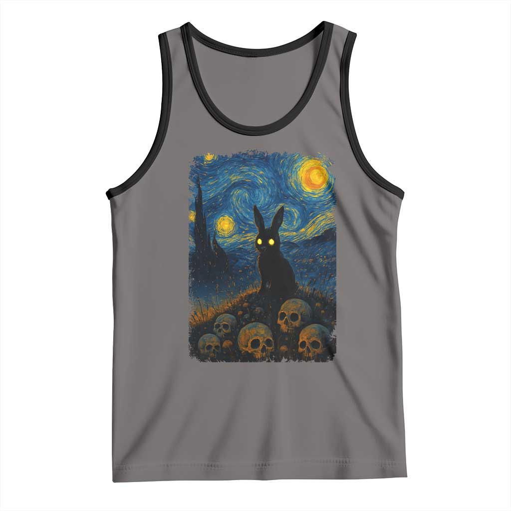 Creepy Cute Bunny Rabbits Tank Top Alt Goth Grunge Dark Horror Starry Night Van Gogh Aesthetic TS10 Deep Heather Black Print Your Wear