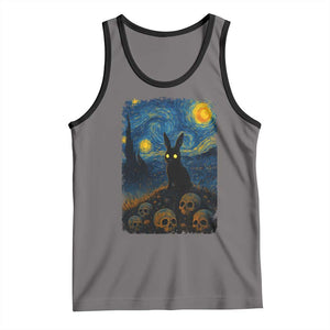 Creepy Cute Bunny Rabbits Tank Top Alt Goth Grunge Dark Horror Starry Night Van Gogh Aesthetic TS10 Deep Heather Black Print Your Wear