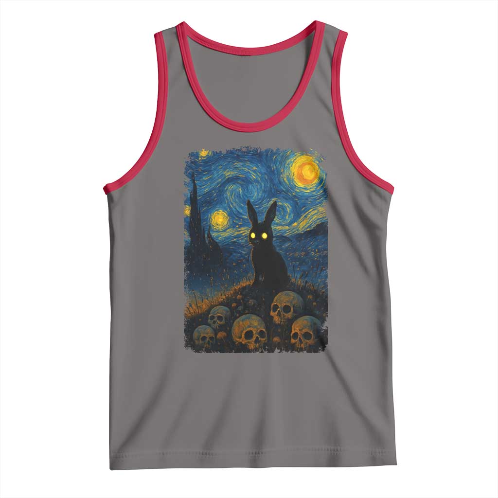 Creepy Cute Bunny Rabbits Tank Top Alt Goth Grunge Dark Horror Starry Night Van Gogh Aesthetic TS10 Deep Heather Red Print Your Wear