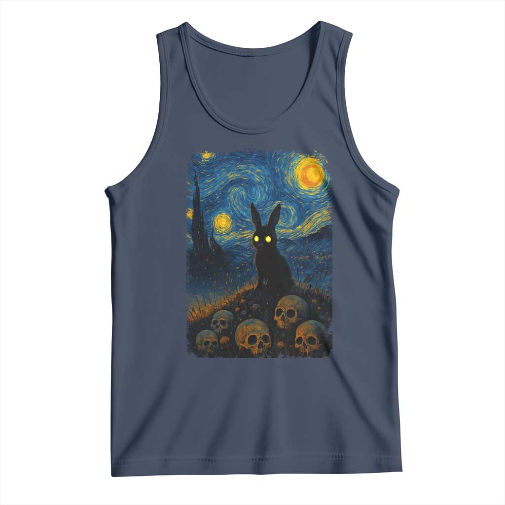 Creepy Cute Bunny Rabbits Tank Top Alt Goth Grunge Dark Horror Starry Night Van Gogh Aesthetic TS10 Navy Print Your Wear