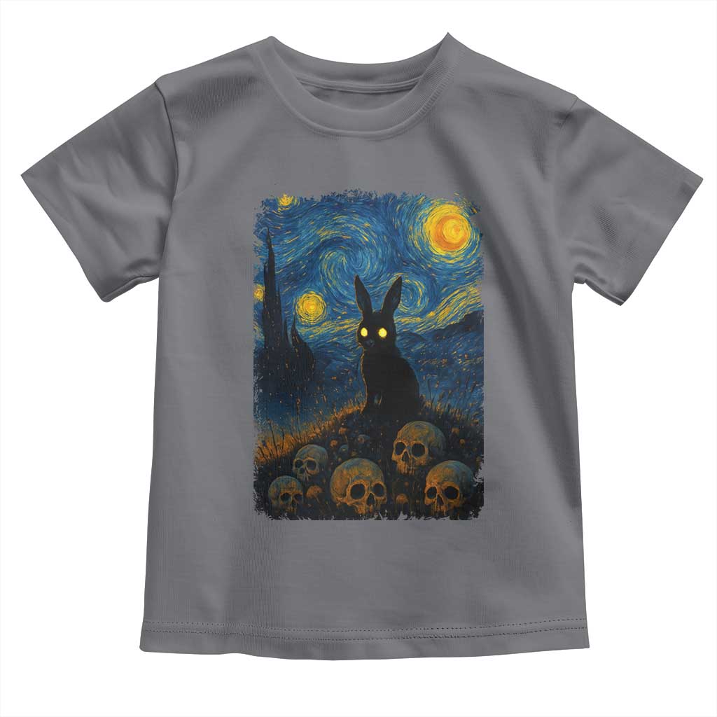 Creepy Cute Bunny Rabbits Toddler T Shirt Alt Goth Grunge Dark Horror Starry Night Van Gogh Aesthetic TS10 Charcoal Print Your Wear