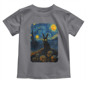 Creepy Cute Bunny Rabbits Toddler T Shirt Alt Goth Grunge Dark Horror Starry Night Van Gogh Aesthetic TS10 Charcoal Print Your Wear