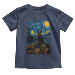 Creepy Cute Bunny Rabbits Toddler T Shirt Alt Goth Grunge Dark Horror Starry Night Van Gogh Aesthetic TS10 Navy Print Your Wear