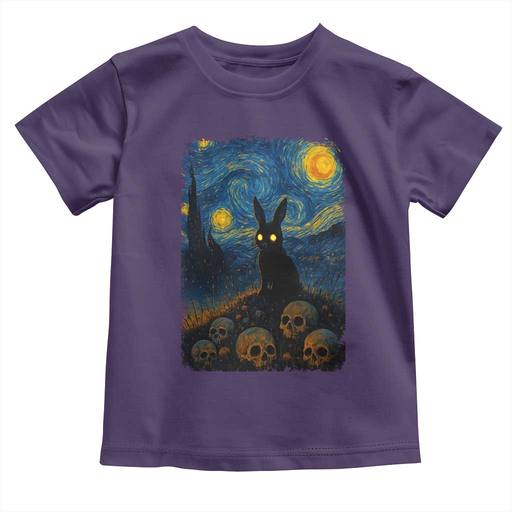 Creepy Cute Bunny Rabbits Toddler T Shirt Alt Goth Grunge Dark Horror Starry Night Van Gogh Aesthetic TS10 Purple Print Your Wear
