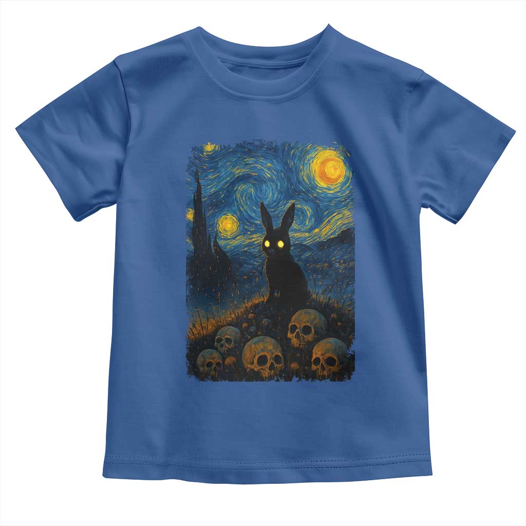 Creepy Cute Bunny Rabbits Toddler T Shirt Alt Goth Grunge Dark Horror Starry Night Van Gogh Aesthetic TS10 Royal Blue Print Your Wear