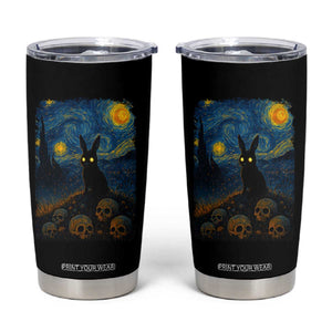 Creepy Cute Bunny Rabbits Tumbler Cup Alt Goth Grunge Dark Horror Starry Night Van Gogh Aesthetic TS10 Black Print Your Wear