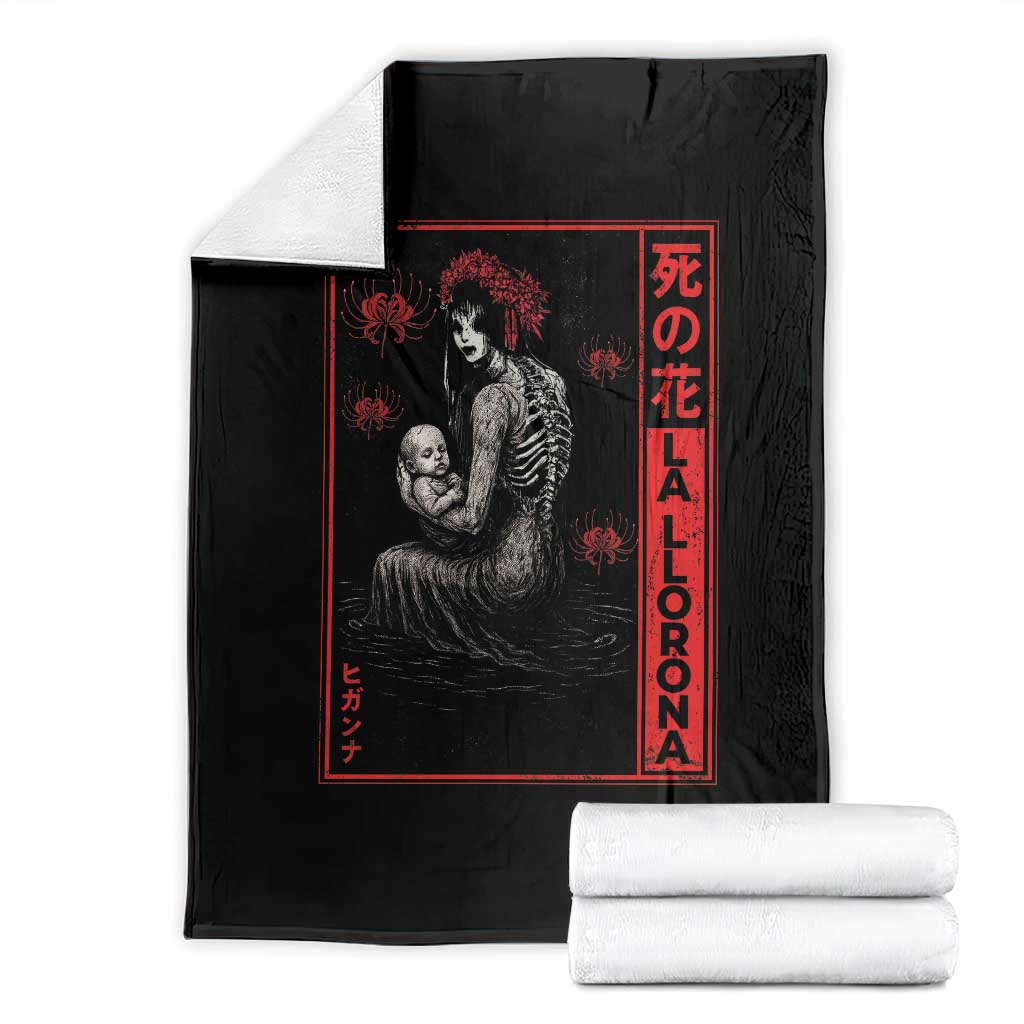 La Llorona Throw Blanket Folklore Japanese Spider Lily Soft Grunge Anime Aesthetic Flower TS10 Black Print Your Wear