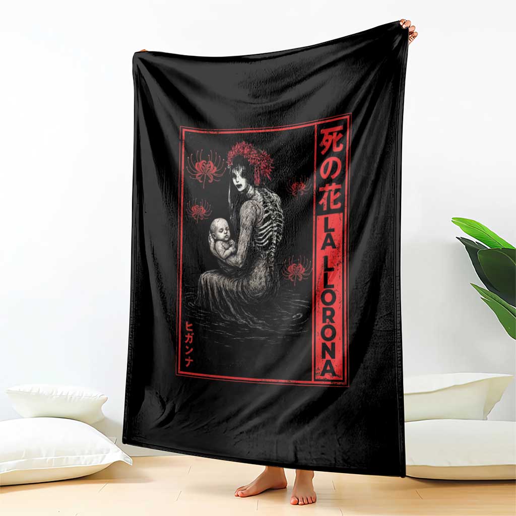 La Llorona Throw Blanket Folklore Japanese Spider Lily Soft Grunge Anime Aesthetic Flower TS10 Print Your Wear