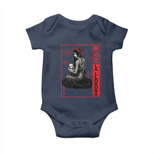 La Llorona Baby Onesie Folklore Japanese Spider Lily Soft Grunge Anime Aesthetic Flower TS10 Navy Print Your Wear
