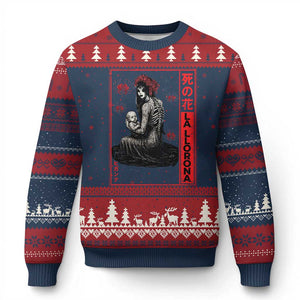 La Llorona Ugly Christmas Sweater Folklore Japanese Spider Lily Soft Grunge Anime Aesthetic Flower TS10 Navy Red Print Your Wear