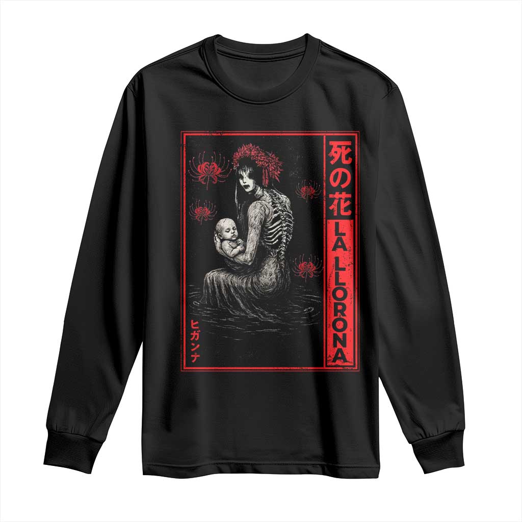 La Llorona Long Sleeve Shirt Folklore Japanese Spider Lily Soft Grunge Anime Aesthetic Flower TS10 Black Print Your Wear