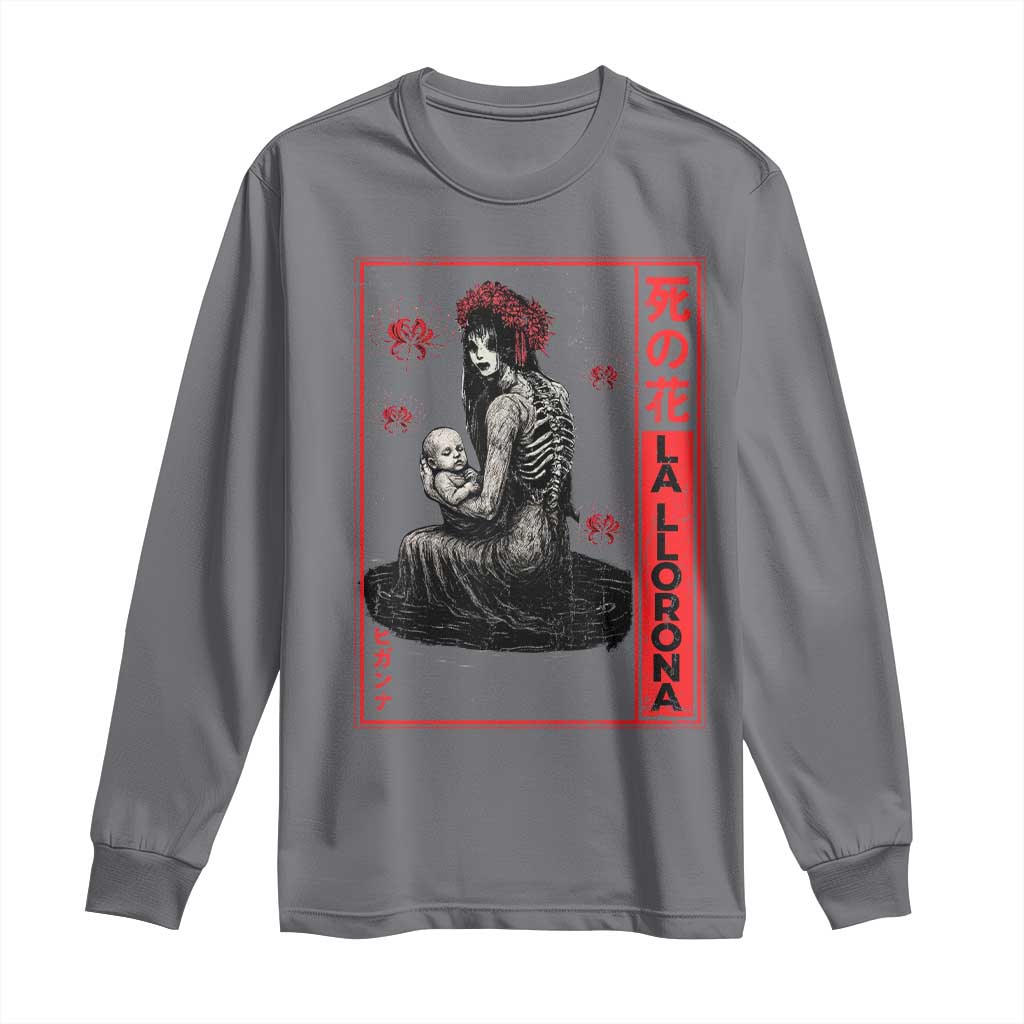 La Llorona Long Sleeve Shirt Folklore Japanese Spider Lily Soft Grunge Anime Aesthetic Flower TS10 Charcoal Print Your Wear