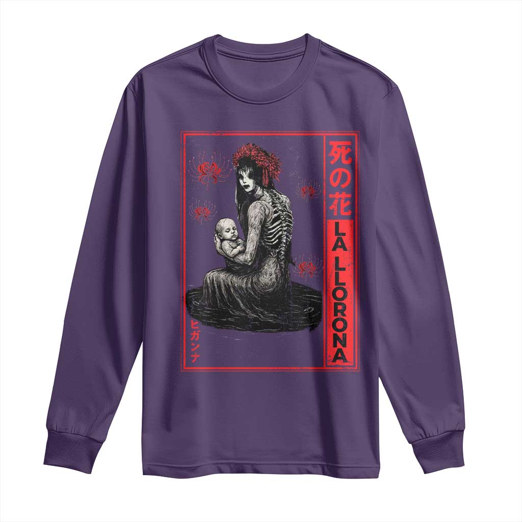 La Llorona Long Sleeve Shirt Folklore Japanese Spider Lily Soft Grunge Anime Aesthetic Flower TS10 Purple Print Your Wear