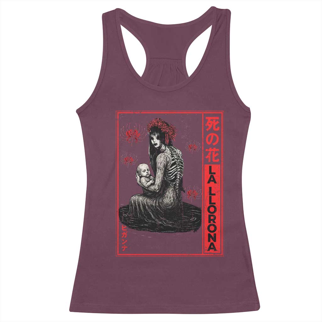 La Llorona Racerback Tank Top Folklore Japanese Spider Lily Soft Grunge Anime Aesthetic Flower TS10 Maroon Print Your Wear