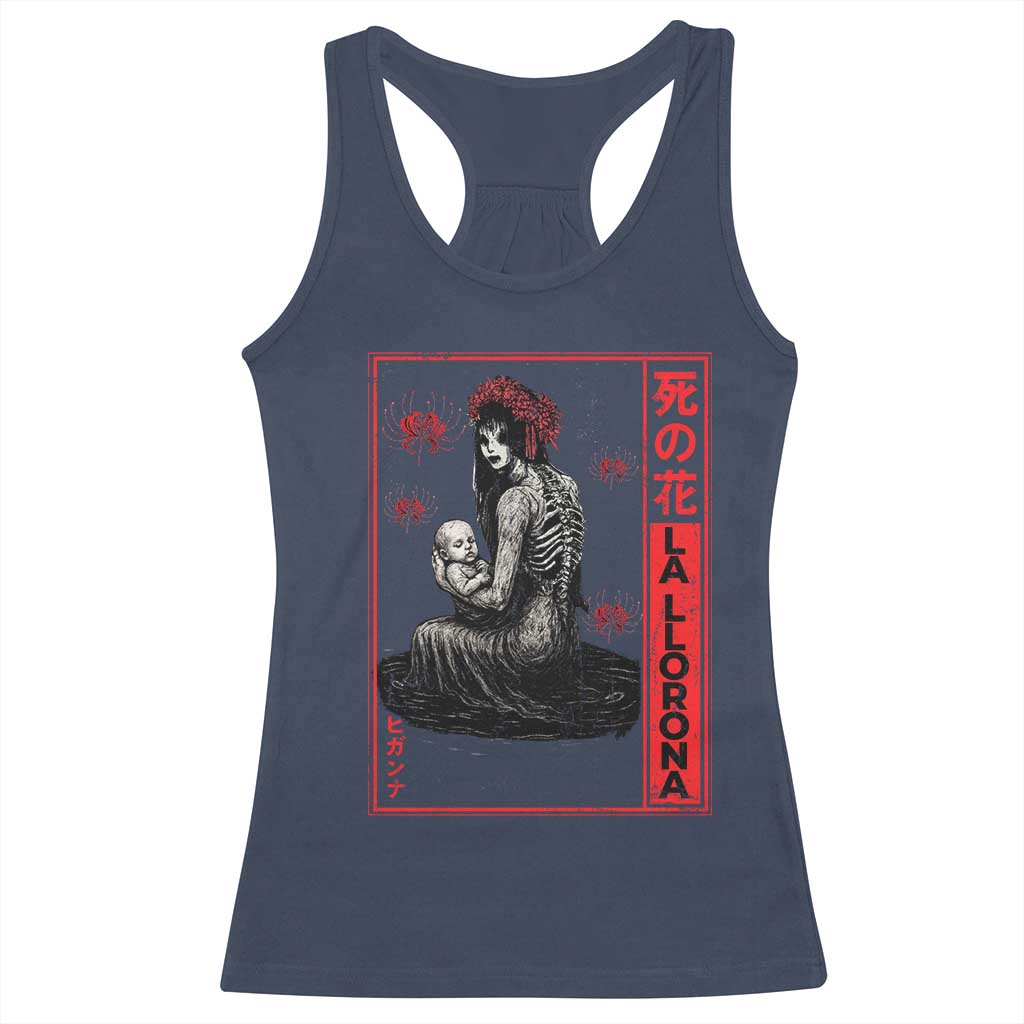 La Llorona Racerback Tank Top Folklore Japanese Spider Lily Soft Grunge Anime Aesthetic Flower TS10 Navy Print Your Wear