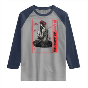 La Llorona Raglan Shirt Folklore Japanese Spider Lily Soft Grunge Anime Aesthetic Flower TS10 Sport Gray Navy Print Your Wear