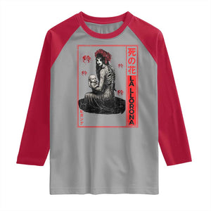 La Llorona Raglan Shirt Folklore Japanese Spider Lily Soft Grunge Anime Aesthetic Flower TS10 Sport Gray Red Print Your Wear
