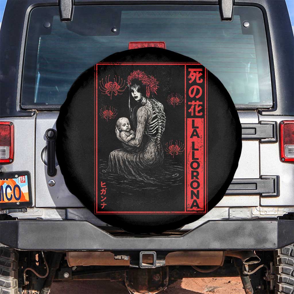 La Llorona Spare Tire Cover Folklore Japanese Spider Lily Soft Grunge Anime Aesthetic Flower TS10 No hole Black Print Your Wear