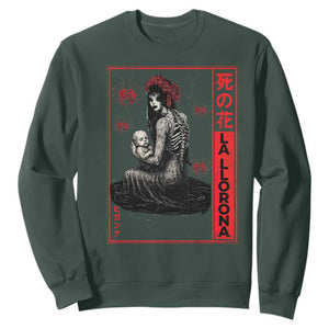 La Llorona Sweatshirt Folklore Japanese Spider Lily Soft Grunge Anime Aesthetic Flower TS10 Dark Forest Green Print Your Wear