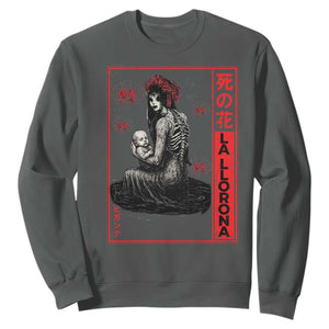 La Llorona Sweatshirt Folklore Japanese Spider Lily Soft Grunge Anime Aesthetic Flower TS10 Dark Heather Print Your Wear