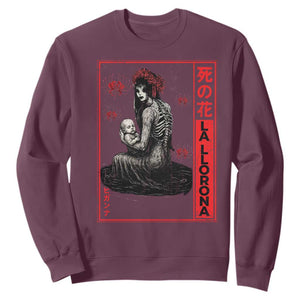 La Llorona Sweatshirt Folklore Japanese Spider Lily Soft Grunge Anime Aesthetic Flower TS10 Maroon Print Your Wear